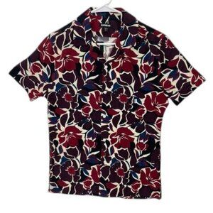 Express Leaf Print Shirt Men’s Size XS Rayon Hawaiian Short Sleeve Button Up NWT